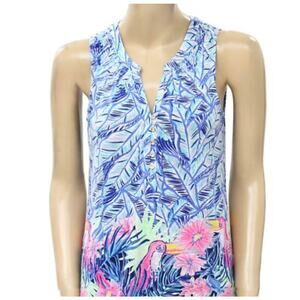Lilly Pulitzer Essie Top Bennet Blue Let's Mango Tank Size Large Tropical Summer